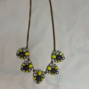 J. Crew Yellow and Blue Crystal Statement Necklace
